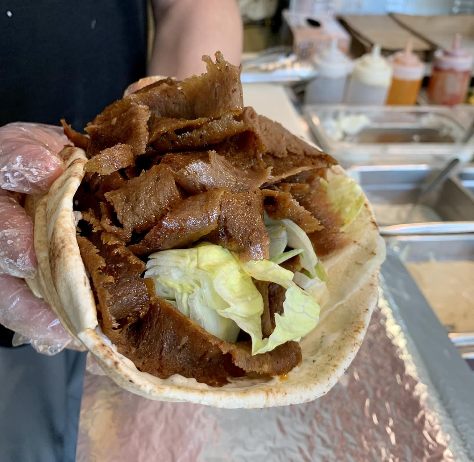 Donair being prepared